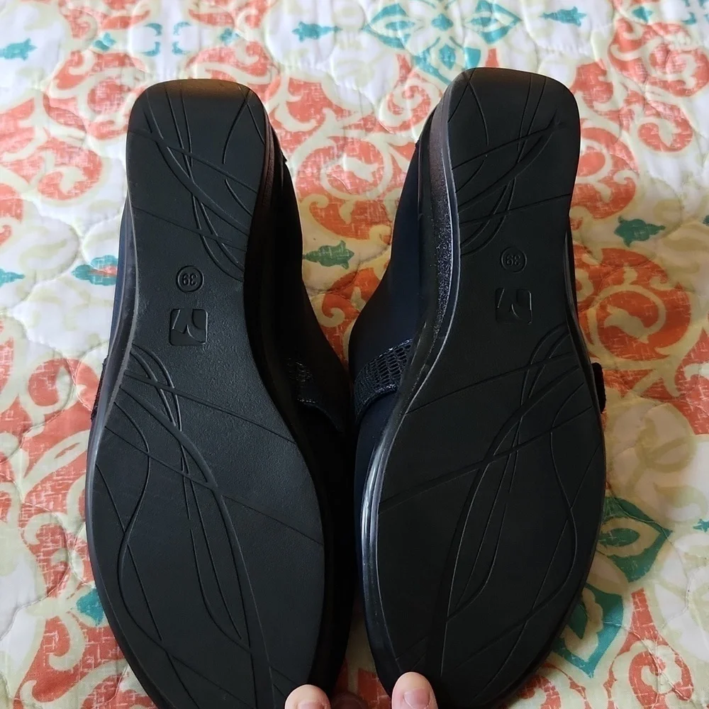 REVERE Genoa navy blue stretch loafers‎ size 8